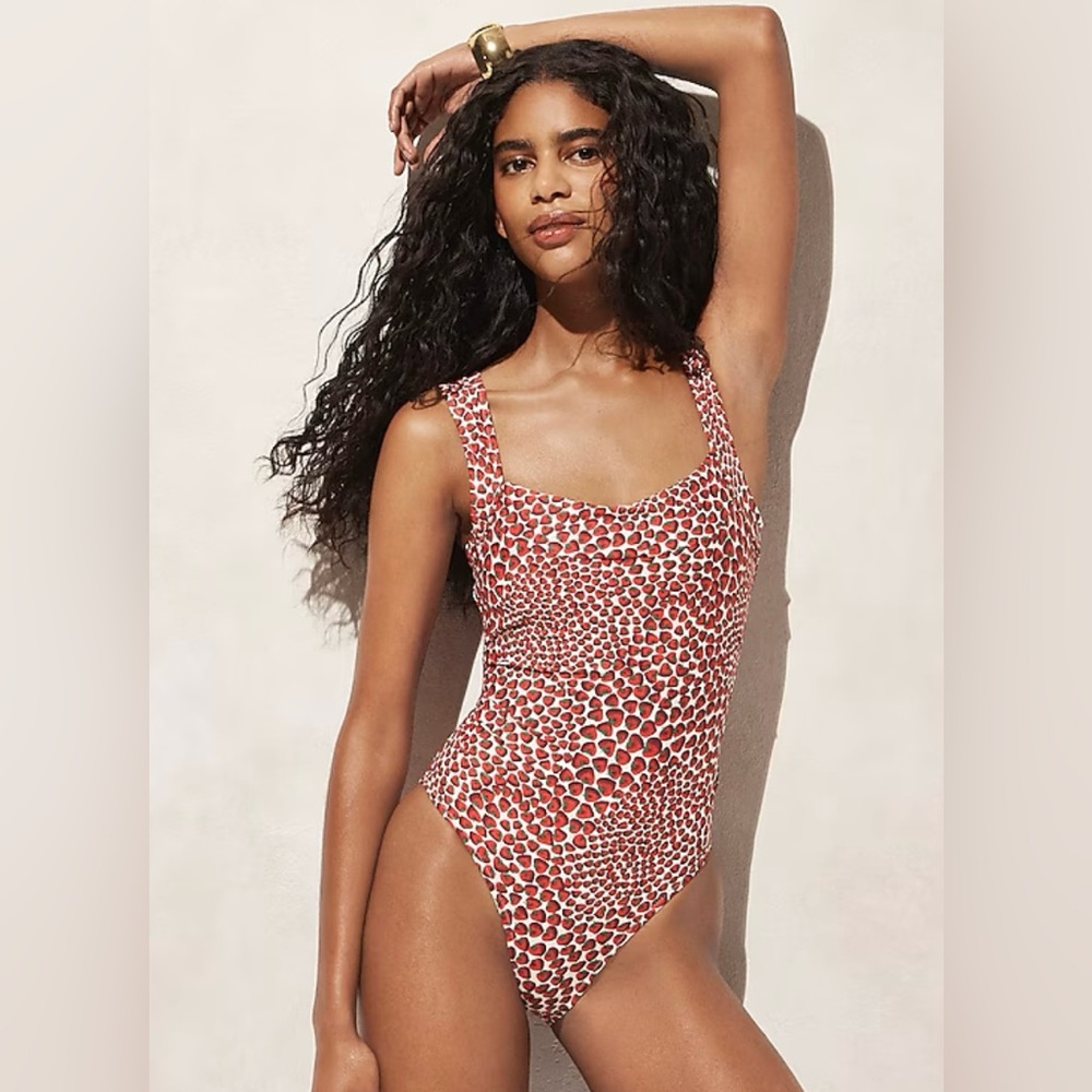 JCrew Square neck strawberry swirl one piece swimsuit (new with tags)